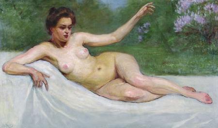 Jakub Weinles Femme nue allongee France oil painting art